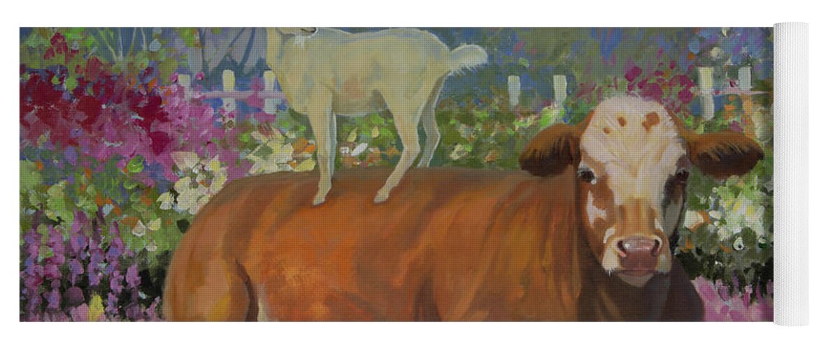 Farm Animals Yoga Mat featuring the painting Life is Good by Carolyne Hawley