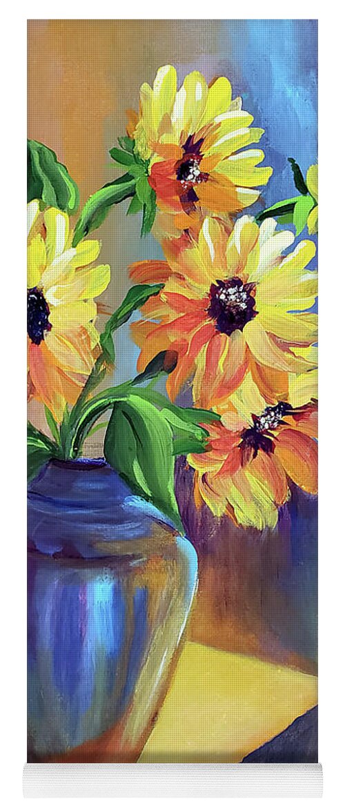 Sun Flower Yoga Mat featuring the painting Light on flower by Dipali Shah