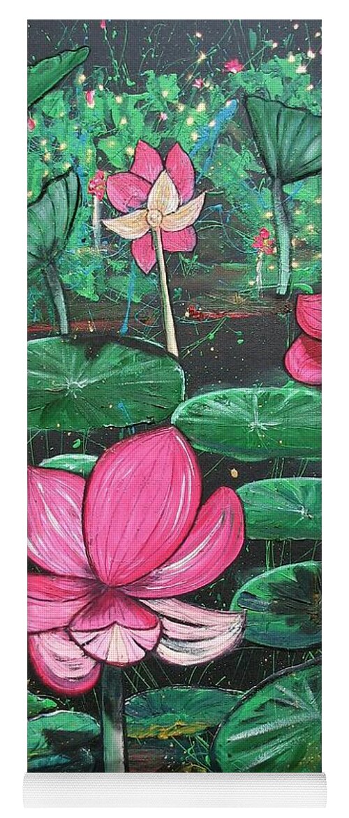 Water Lily Yoga Mat featuring the painting Lilies by Joan Stratton