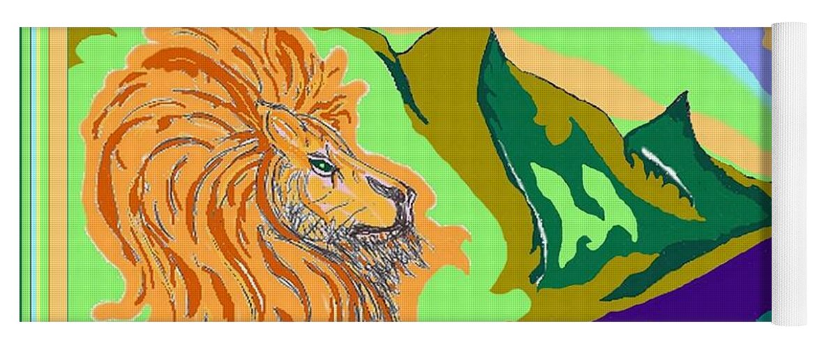 Lion Yoga Mat featuring the photograph Lion in the mountain by Julia Woodman