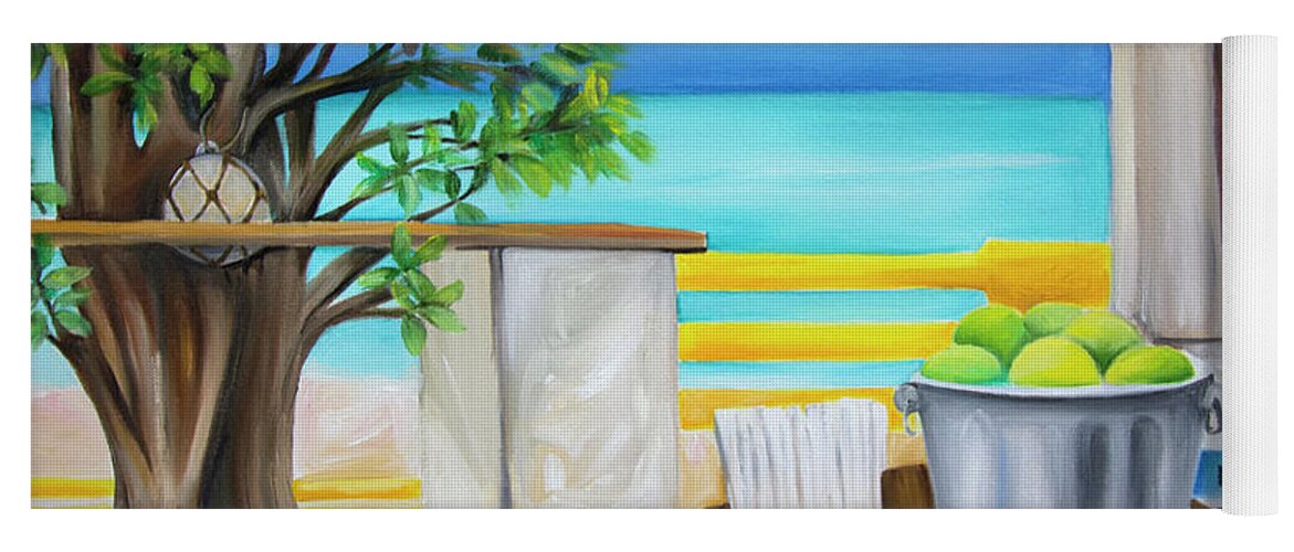 Speightstown Yoga Mat featuring the painting Little Bristol Beach Bar No 01 by Barbara Noel