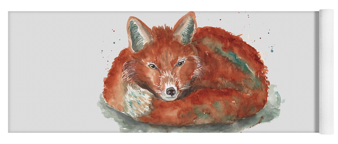Fox Yoga Mat featuring the painting Little Fox by Jeanette Mahoney