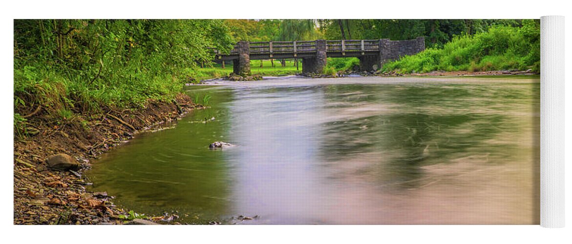 Lehigh Yoga Mat featuring the photograph Little Lehigh Creek and the Robin Hood Bridge by Jason Fink