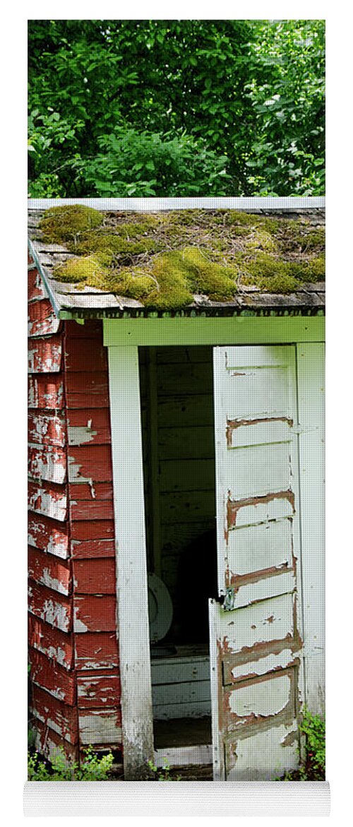 Cathy Anderson Yoga Mat featuring the photograph Little Red Outhouse by Cathy Anderson