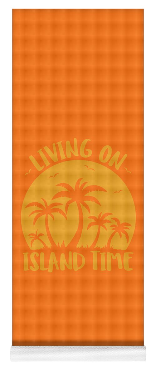 Beach Yoga Mat featuring the digital art Living On Island Time Palm Trees And Sunset by John Schwegel