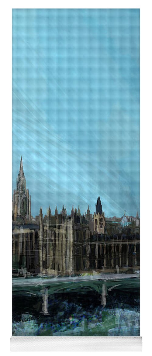 United Kingdom Yoga Mat featuring the digital art London portrait painting by Andrea Gatti