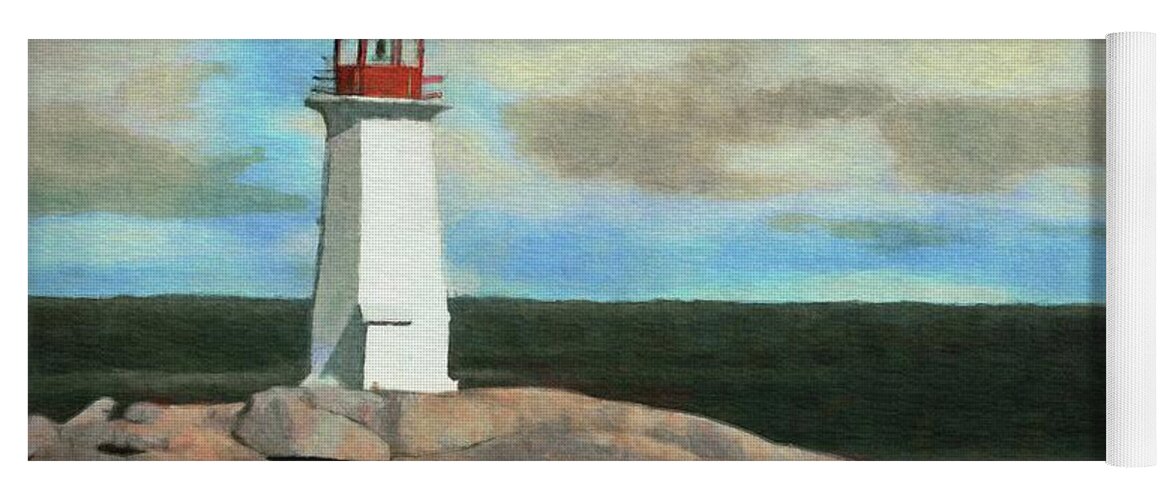 Peggy Yoga Mat featuring the painting Lone Lighthouse by Jeffrey Kolker