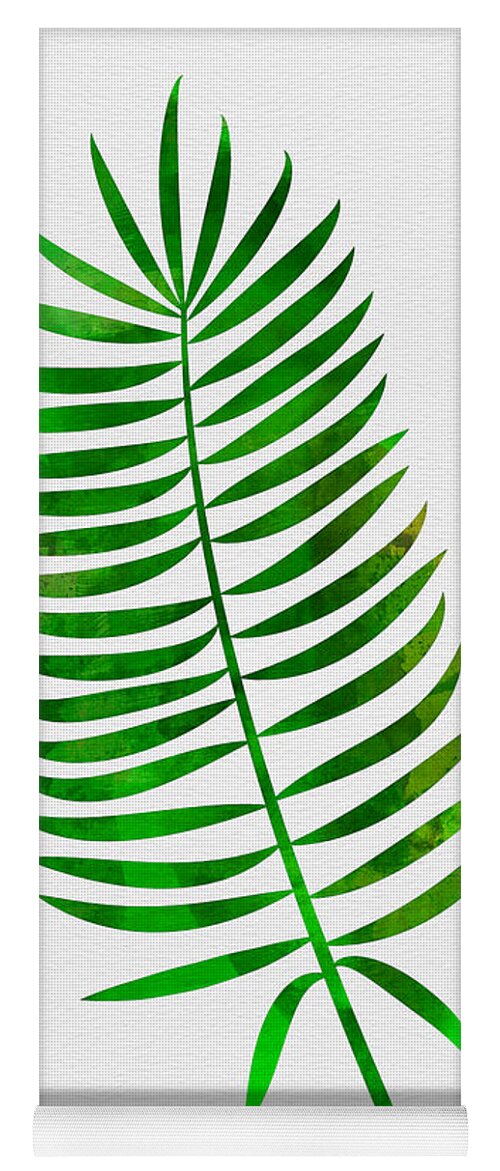 Tropical Leaf Yoga Mat featuring the mixed media Lonely Tropical Leaf I by Naxart Studio