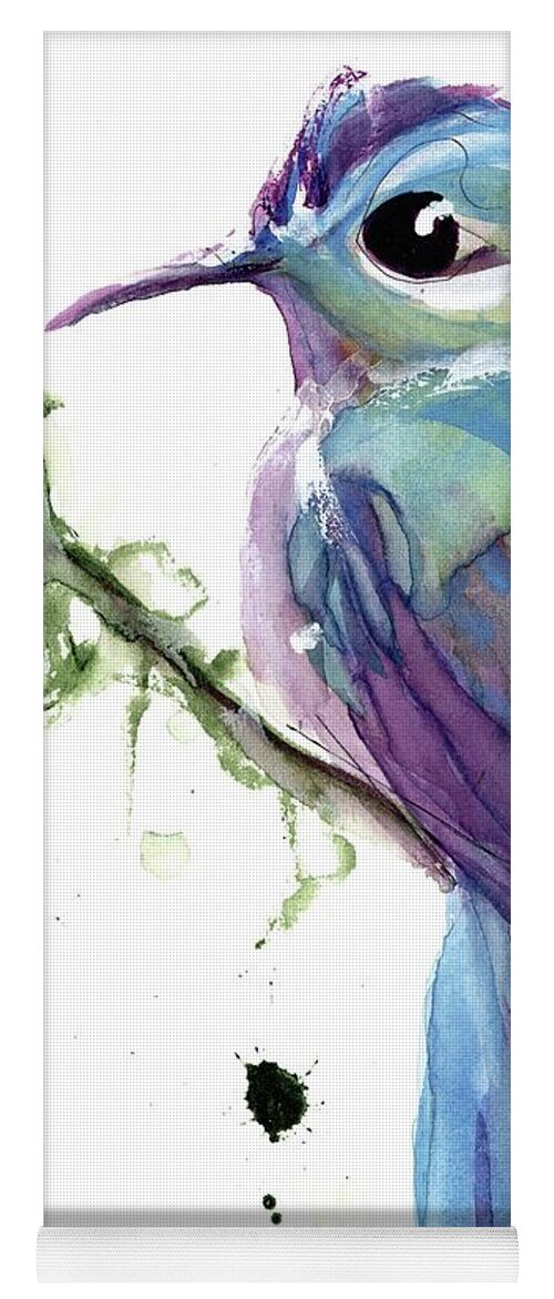 Hummingbird Watercolor Yoga Mat featuring the painting Long-tailed Sylph by Dawn Derman