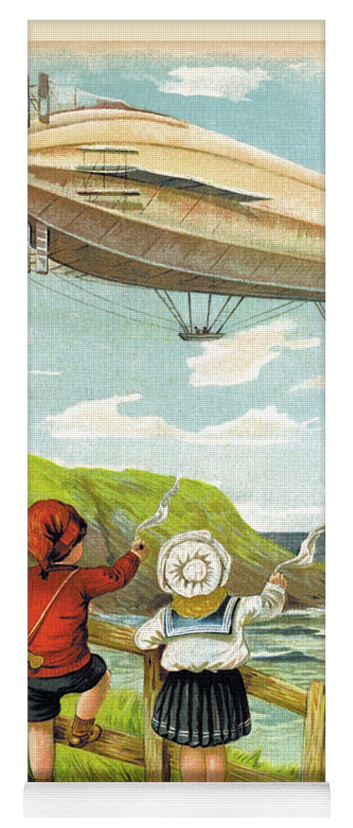 Blimp Yoga Mat featuring the painting Look, Look! See the Passengers! by Unknown