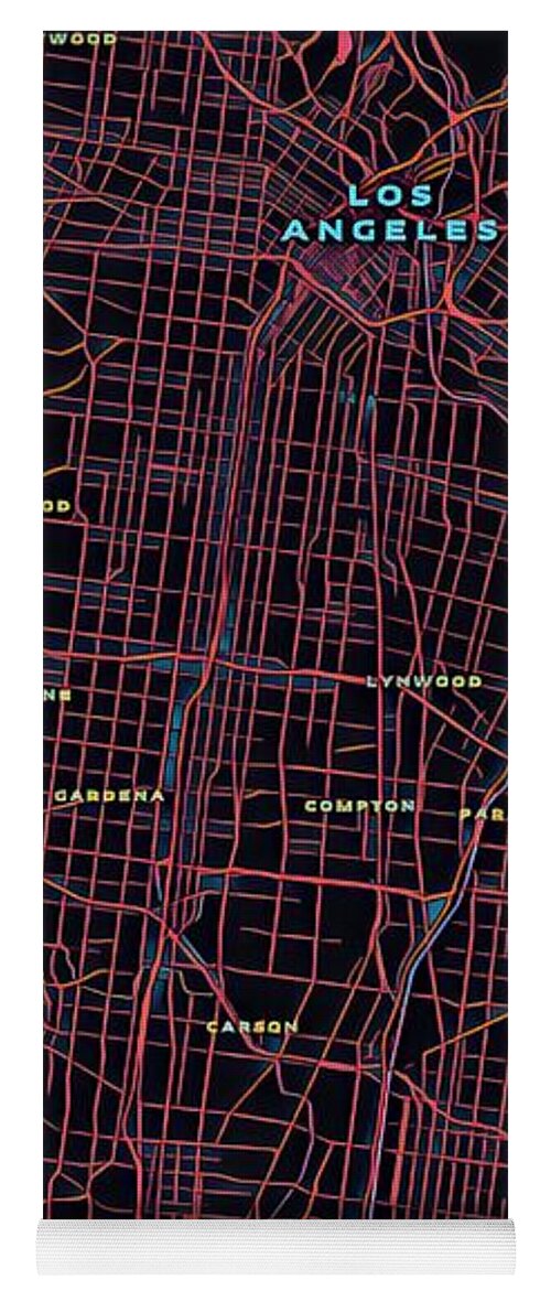 Los Angeles Yoga Mat featuring the digital art Los Angeles City Map by HELGE Art Gallery