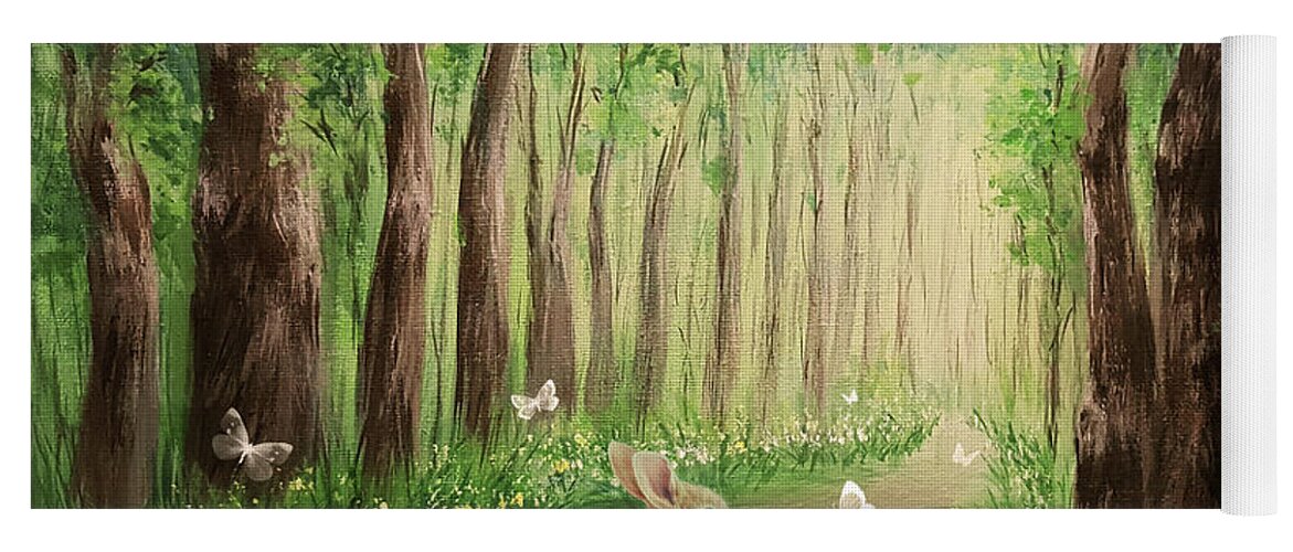 Forest Yoga Mat featuring the painting Lost and Found by Yoonhee Ko