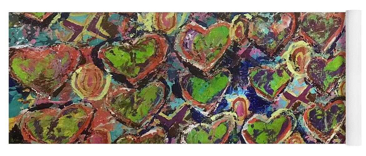 Hearts Yoga Mat featuring the painting Love And Money by Sherry Harradence
