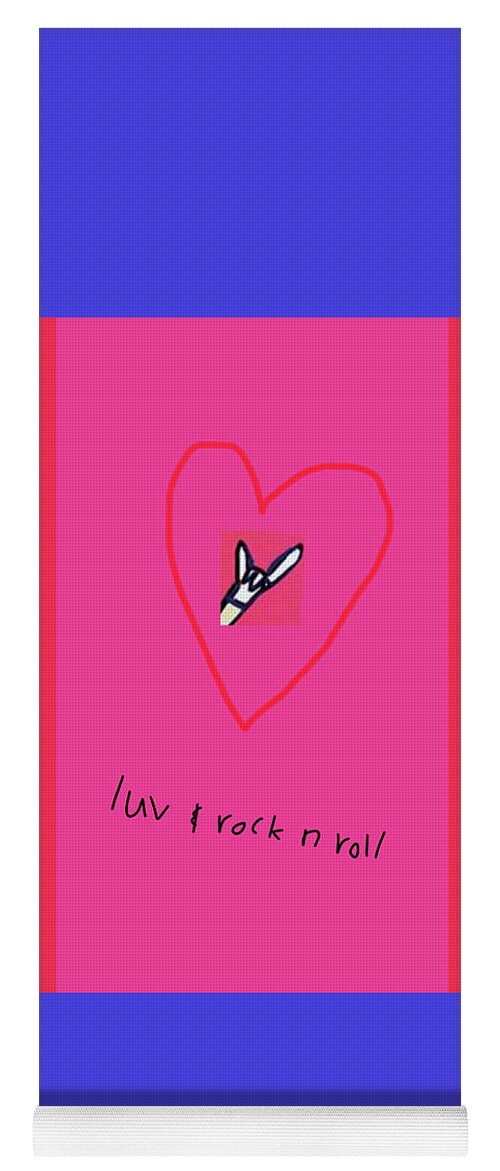 Drawing Yoga Mat featuring the drawing Love and Rock and Roll, Stripes by Ashley Rice