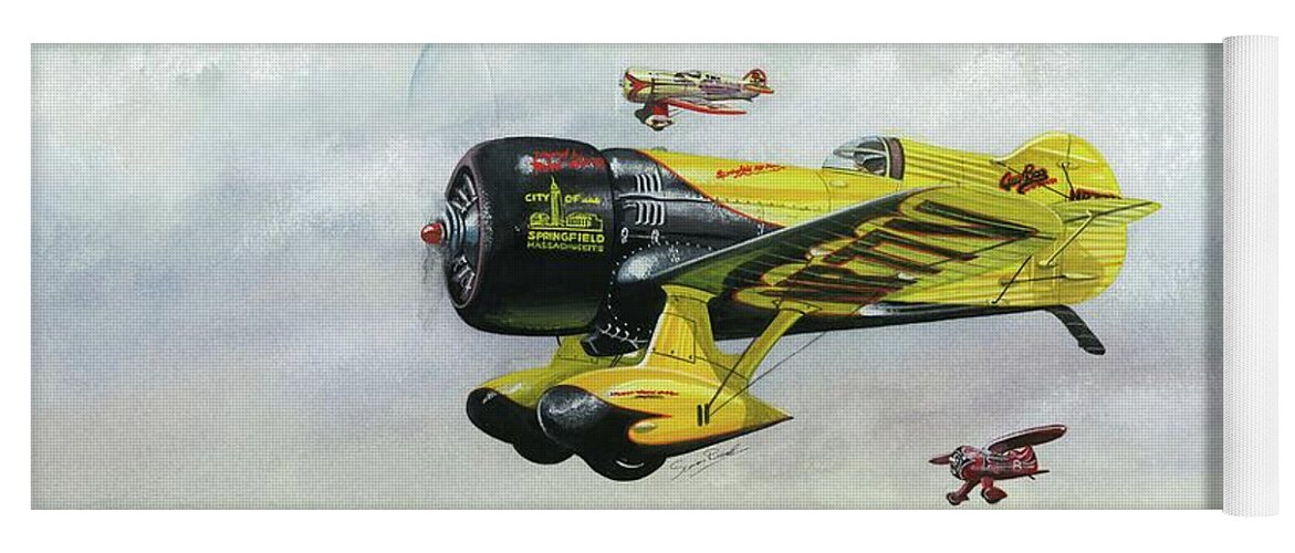 Granville Yoga Mat featuring the painting Lowell Bayle's Gee Bee by Simon Read