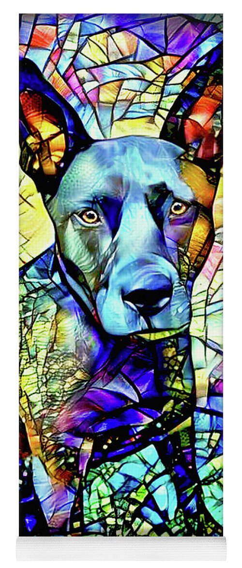 Belgian Malinois Yoga Mat featuring the digital art Lucy the Dog - Vignette by Peggy Collins
