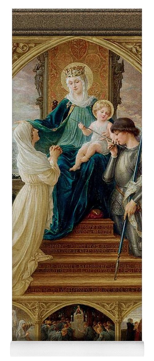 Madonna And Child Yoga Mat featuring the painting Madonna and Child Seated Between St. Genevieve and Joan Of Arc by Elisabeth Sonrel by Rolando Burbon