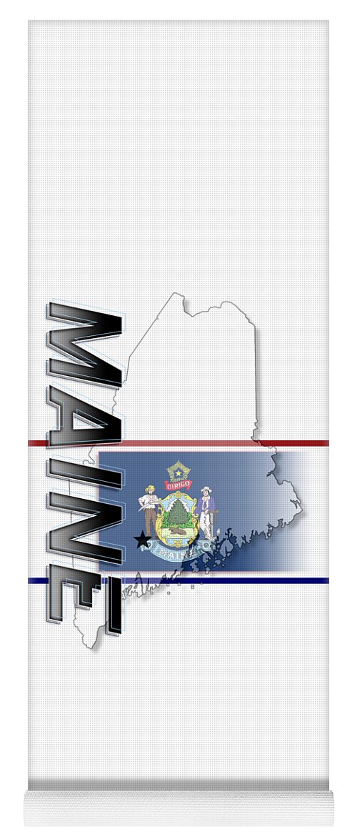 Maine Yoga Mat featuring the digital art Maine State Vertical Print by Rick Bartrand