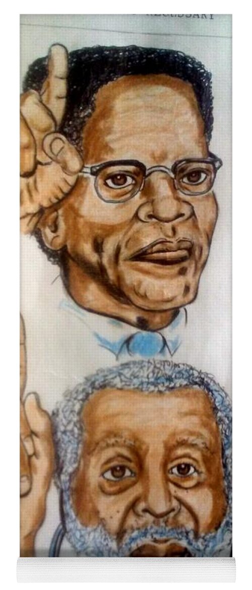 Blak Art Yoga Mat featuring the drawing Malcolm X and Dick Gregory by Joedee