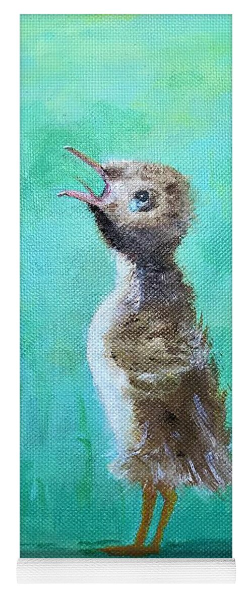 Duckling Yoga Mat featuring the painting Mama, where are you? by Deborah Naves