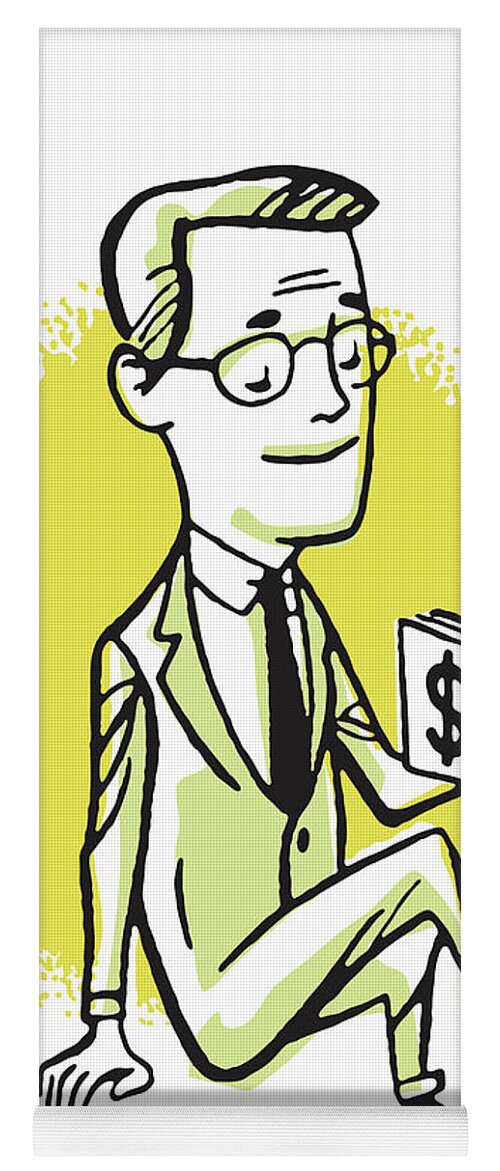 Accessories Yoga Mat featuring the drawing Man Reviewing Money Book by CSA Images