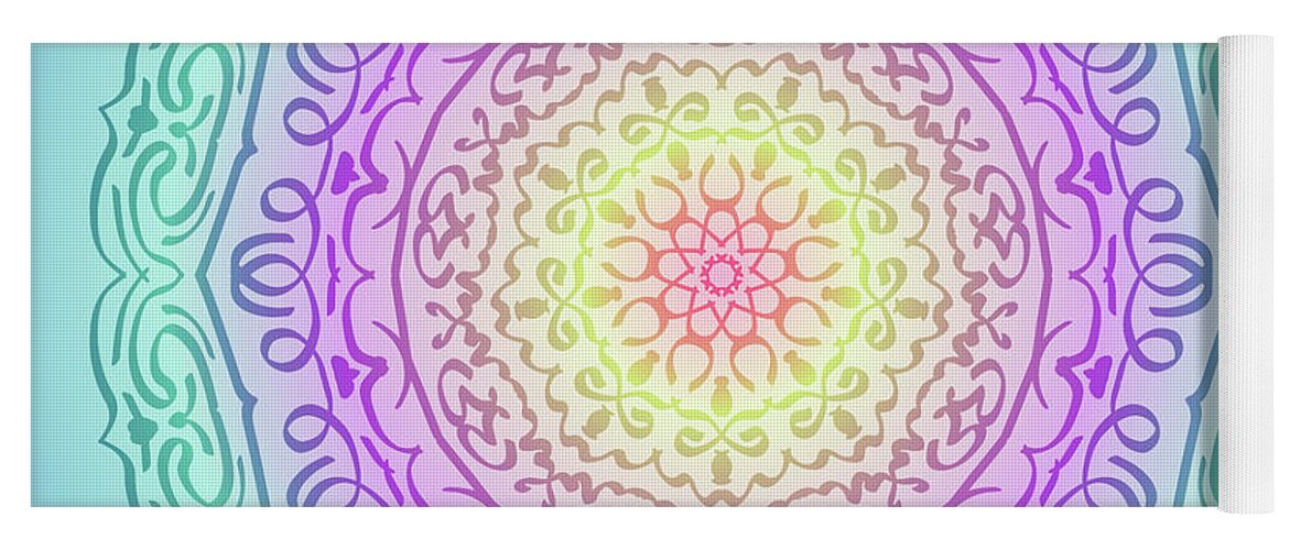 Digital Art Yoga Mat featuring the digital art Mandala 9 by Angie Tirado