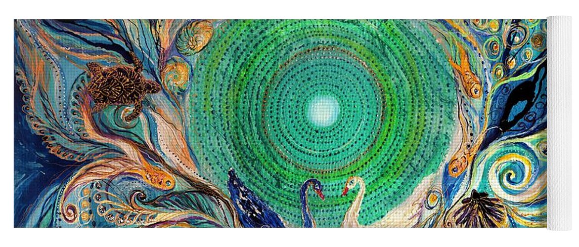 Mandala Yoga Mat featuring the painting Mandala series #1. Element Water by Elena Kotliarker