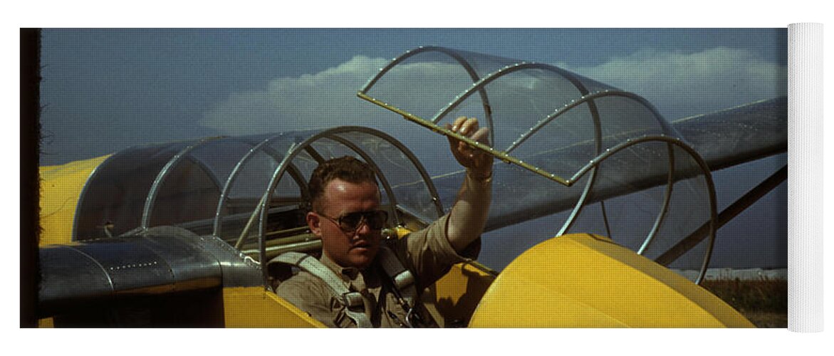 Glider Yoga Mat featuring the painting Marine glider pilot in training by Palmer, Alfred T
