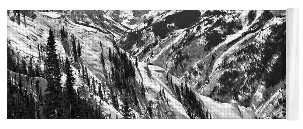 Maroon Bells Yoga Mat featuring the photograph Maroon Bells Aspen Winter Black And White by Adam Jewell