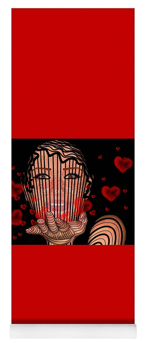 Mask Of Valentine Yoga Mat featuring the mixed media Mask of Valentine by Joan Stratton