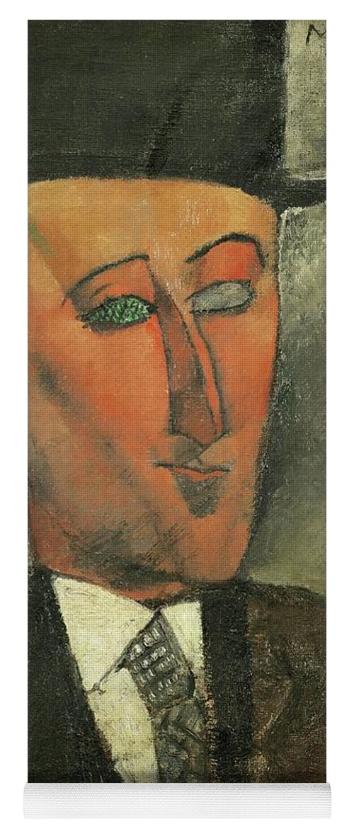 Amadeo Modigliani Yoga Mat featuring the painting Max Jacob, writer and art critic -1916-. by Amedeo Modigliani -1884-1920-