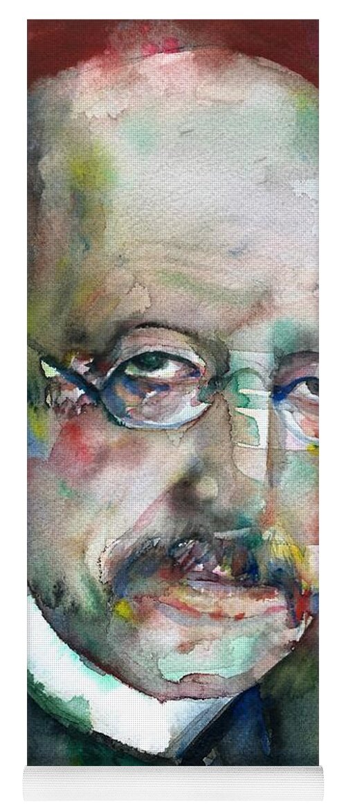 Max Planck Yoga Mat featuring the painting MAX PLANCK - watercolor portrait by Fabrizio Cassetta