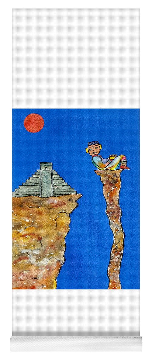 Watercolor Yoga Mat featuring the painting Mayan Sun Lore by John Klobucher