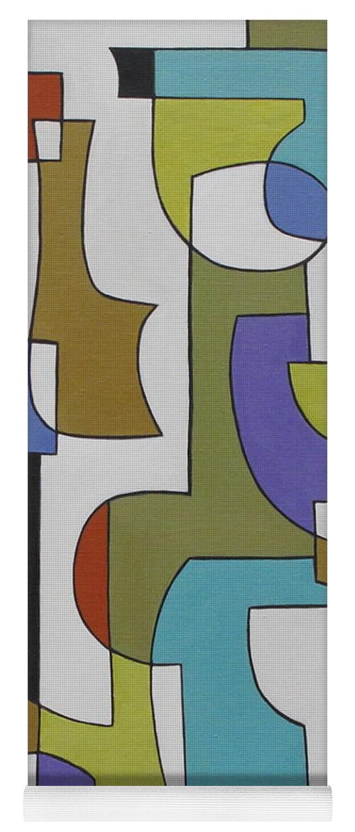 Abstract Yoga Mat featuring the painting Meanwhile by Trish Toro