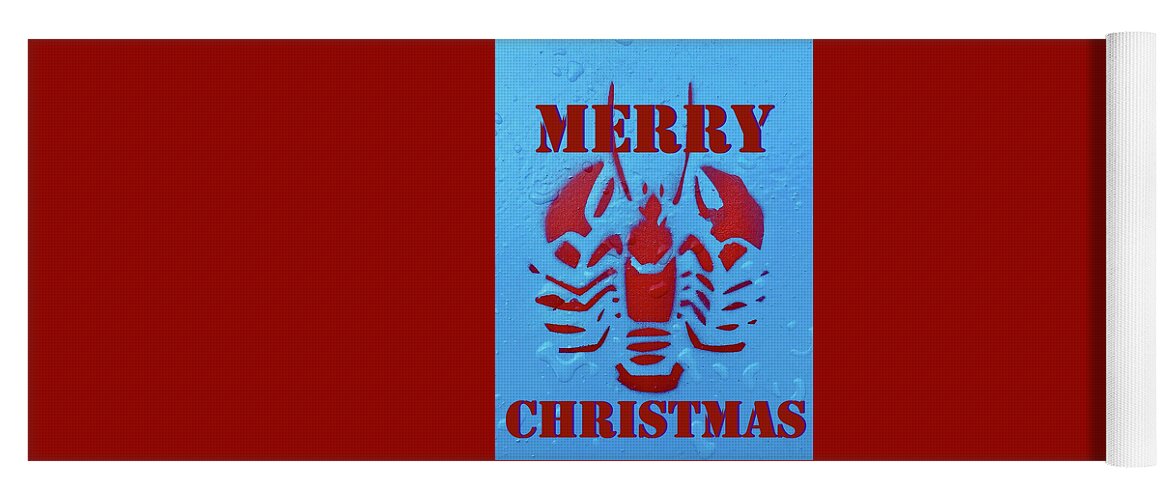 Lobster Yoga Mat featuring the photograph Merry Christmas Lobstah Stencil by Debra Grace Addison