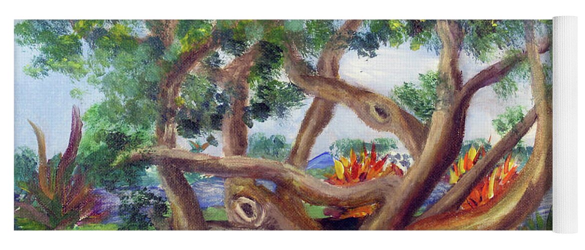 Landscape Yoga Mat featuring the painting Mesmerizing Tree by Donna Walsh