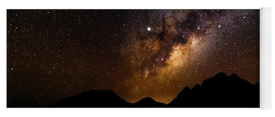 Milkyway Yoga Mat featuring the photograph Milkyway over Spitzkoppe #2, Namibia by Lyl Dil Creations