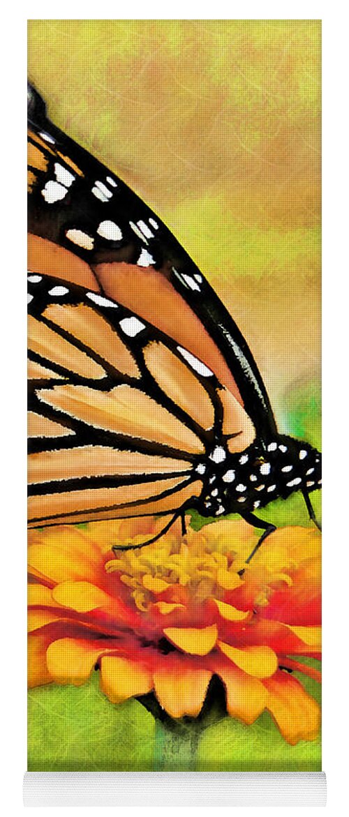Butterfly Yoga Mat featuring the digital art Monarch Butterfly On Flower by Jeff Breiman