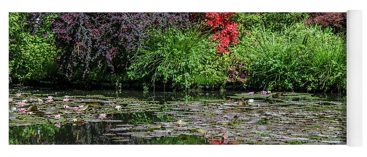 Claude Yoga Mat featuring the photograph Monet's Lily Pond in Springtime by Douglas Wielfaert