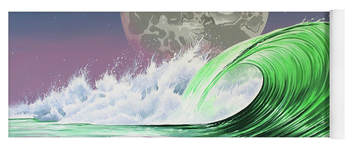 Surf Yoga Mat featuring the painting Moon Breaker by William Love