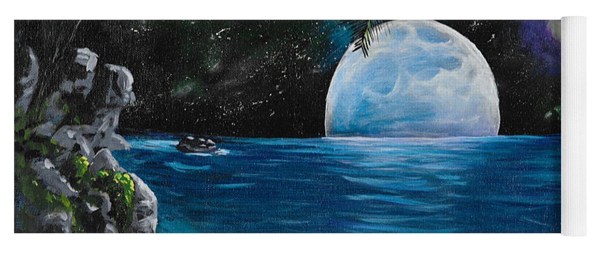 Blue Moon Yoga Mat featuring the painting Moon light Island by David Bigelow