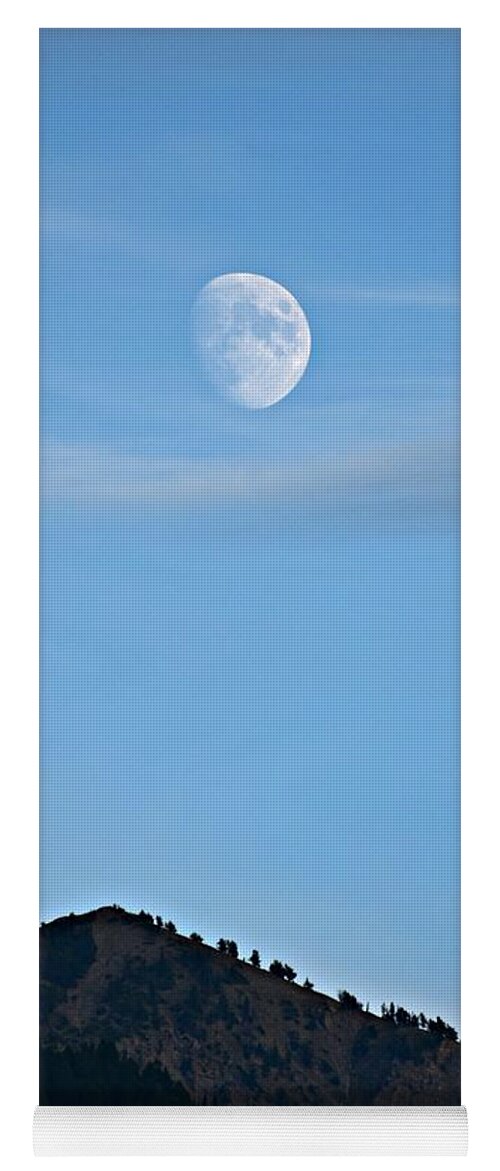 Moon Yoga Mat featuring the photograph Moon Over the Mountains by Dorrene BrownButterfield