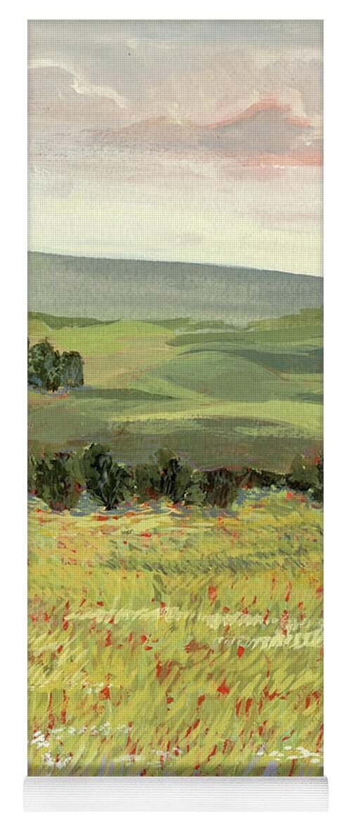 Landscapes Yoga Mat featuring the painting Morning Meadow I by Victoria Borges