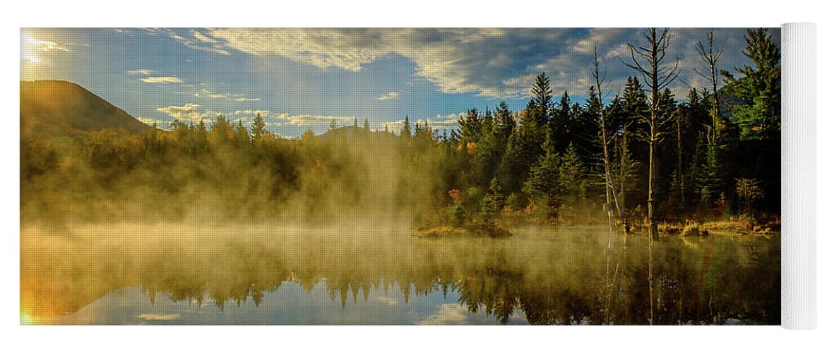 Prsri Yoga Mat featuring the photograph Morning Mist, Wildlife Pond by Jeff Sinon