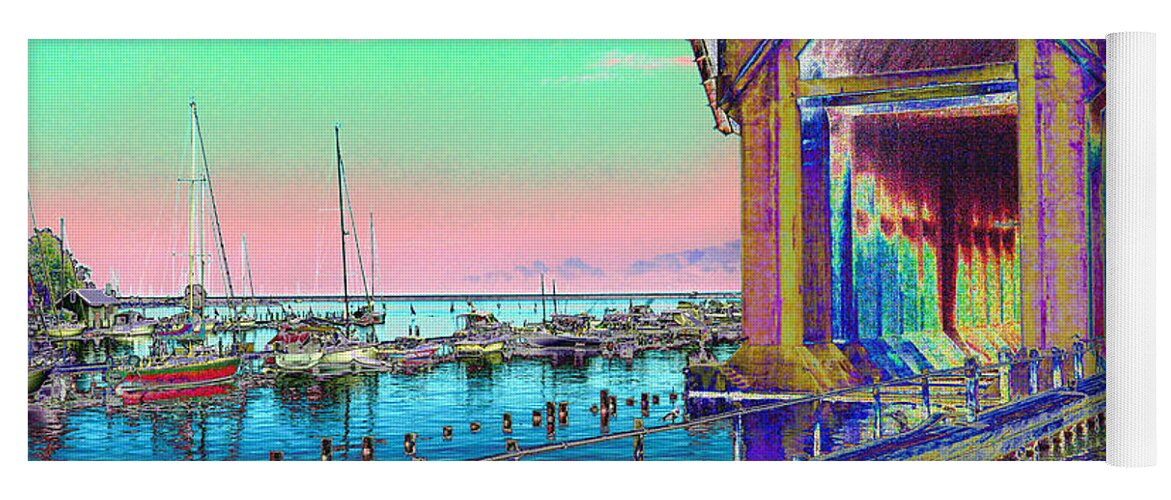 Marquette Ore Dock Yoga Mat featuring the photograph Morning Pink Marquette Ore Dock by Tom Kelly