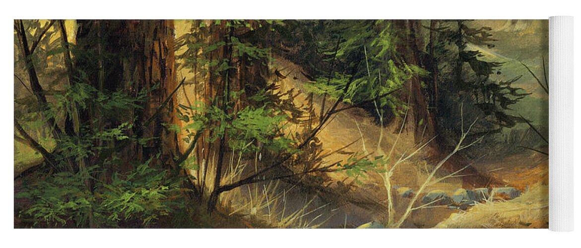 Michael Humphries Yoga Mat featuring the painting Morning Redwoods by Michael Humphries