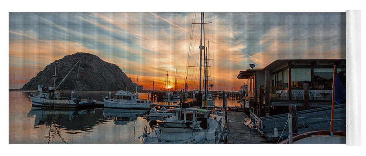 Morro Bay Yoga Mat featuring the photograph Morro Bay Sunset by Mike Long
