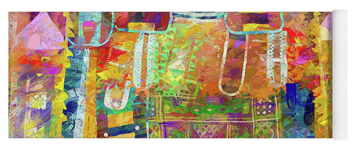 Random Yoga Mat featuring the mixed media Mosaic Garden by Terry Rowe