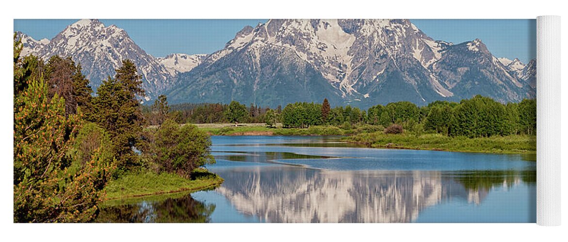 Mount Moran Yoga Mat featuring the photograph Mount Moran on Snake River Landscape by Brian Harig