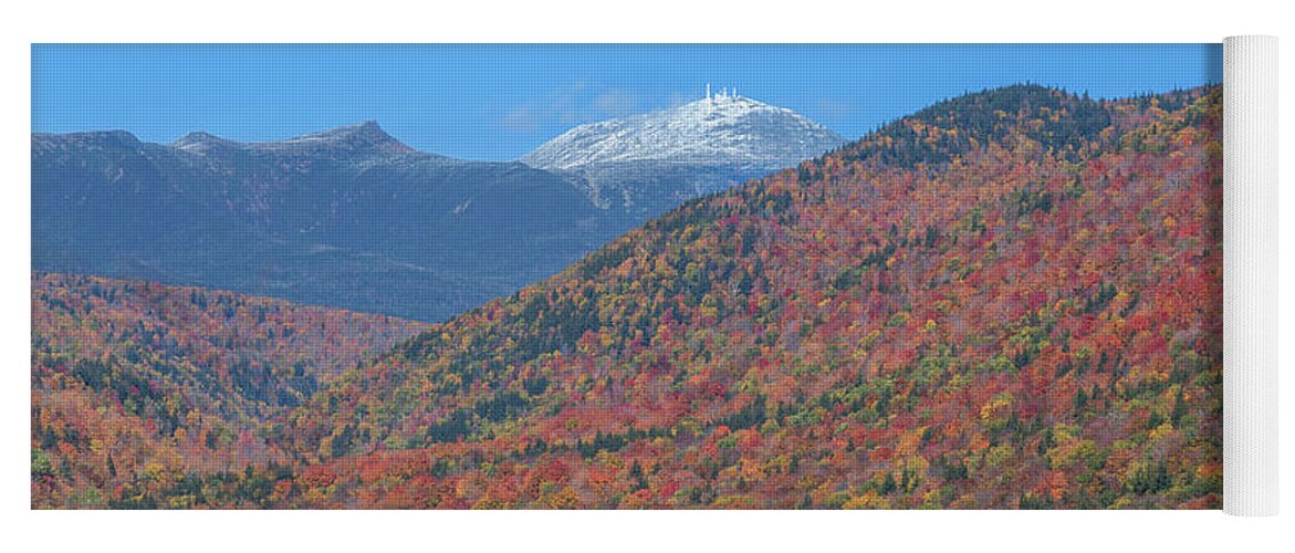 Mount Yoga Mat featuring the photograph Mount Washington First Foliage Snow by White Mountain Images